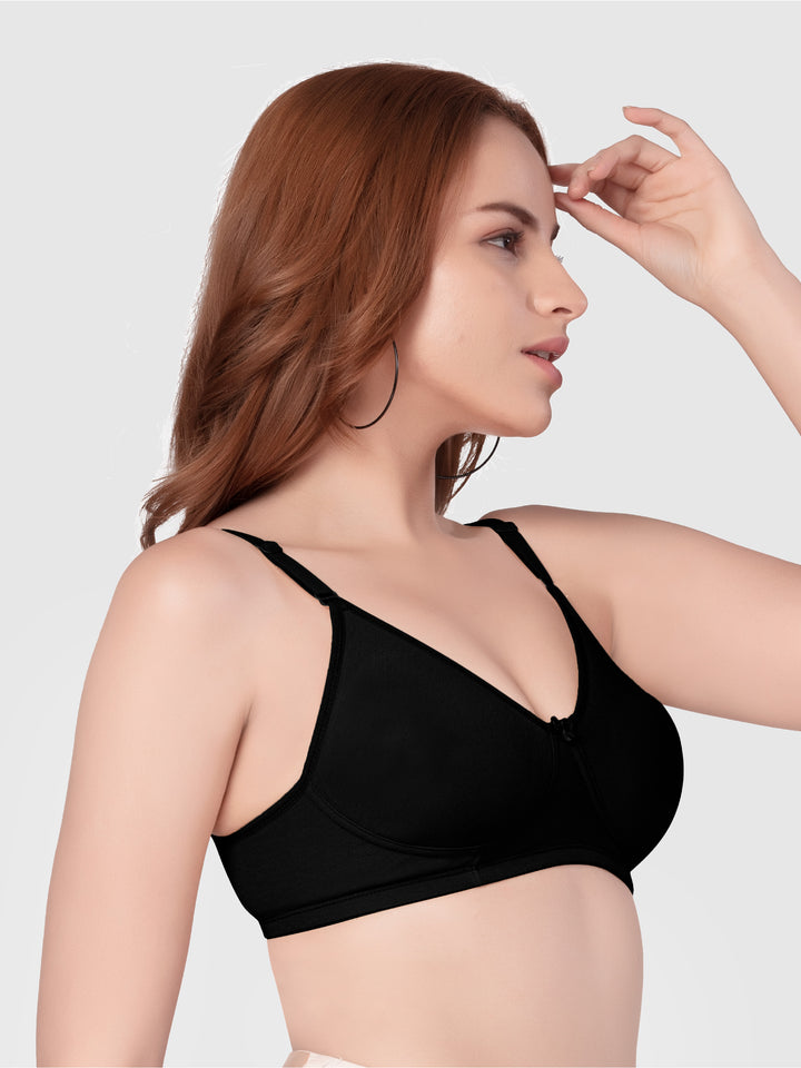 Daisy Dee Black Non Padded Non Underwired Full Coverage T-Shirt Bra - NYSIKA-Black