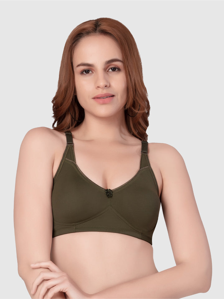 Daisy Dee Dark Green Non Padded Non-Wired Full Coverage T-Shirt Bra - NSNVI-Dark Green