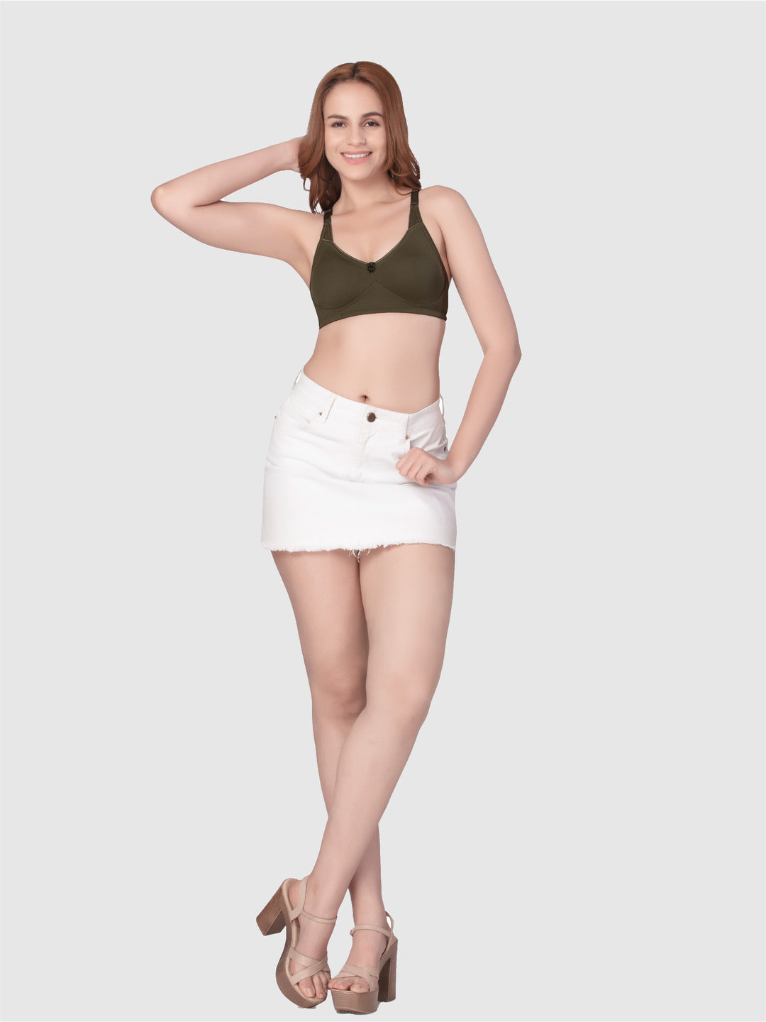 Daisy Dee Dark Green Non Padded Non-Wired Full Coverage T-Shirt Bra - NSNVI-Dark Green