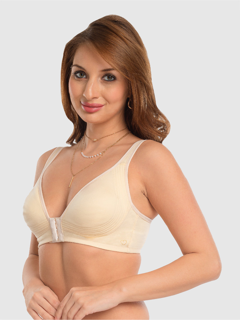 Daisy Dee Cream Non Padded Non-Wired Full Coverage Front Open Bra - NRIA-Cream