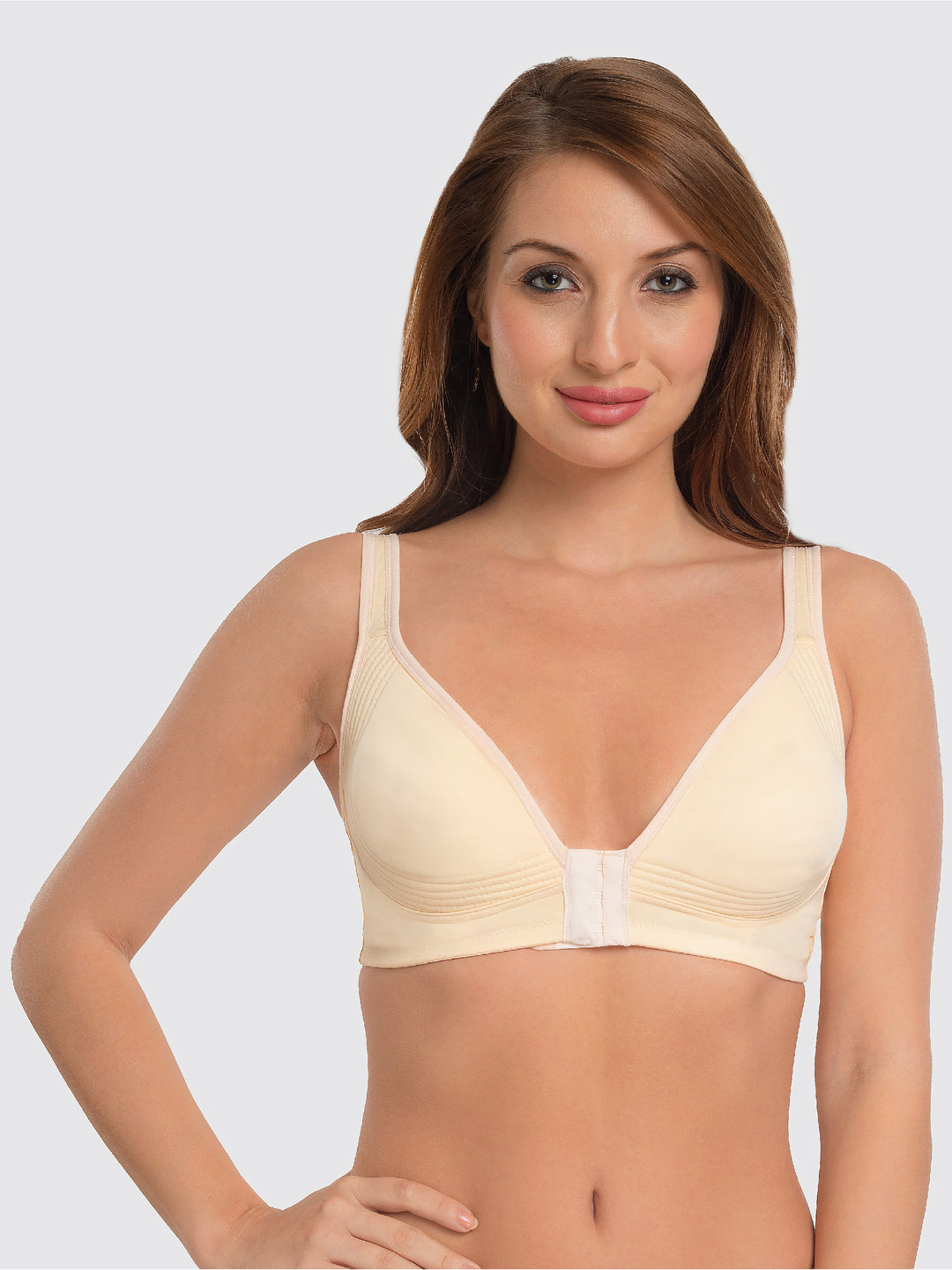Daisy Dee Cream Non Padded Non-Wired Full Coverage Front Open Bra - NRIA-Cream