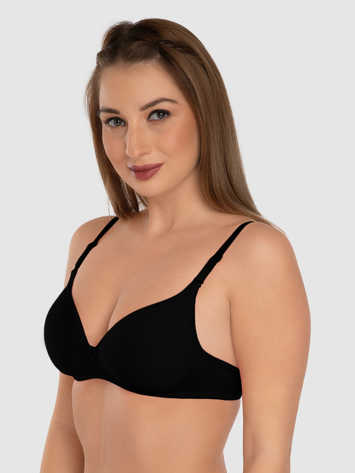 Daisy Dee Black Padded Non Wired 3/4th Coverage Everyday Bra - NMSTI-Black