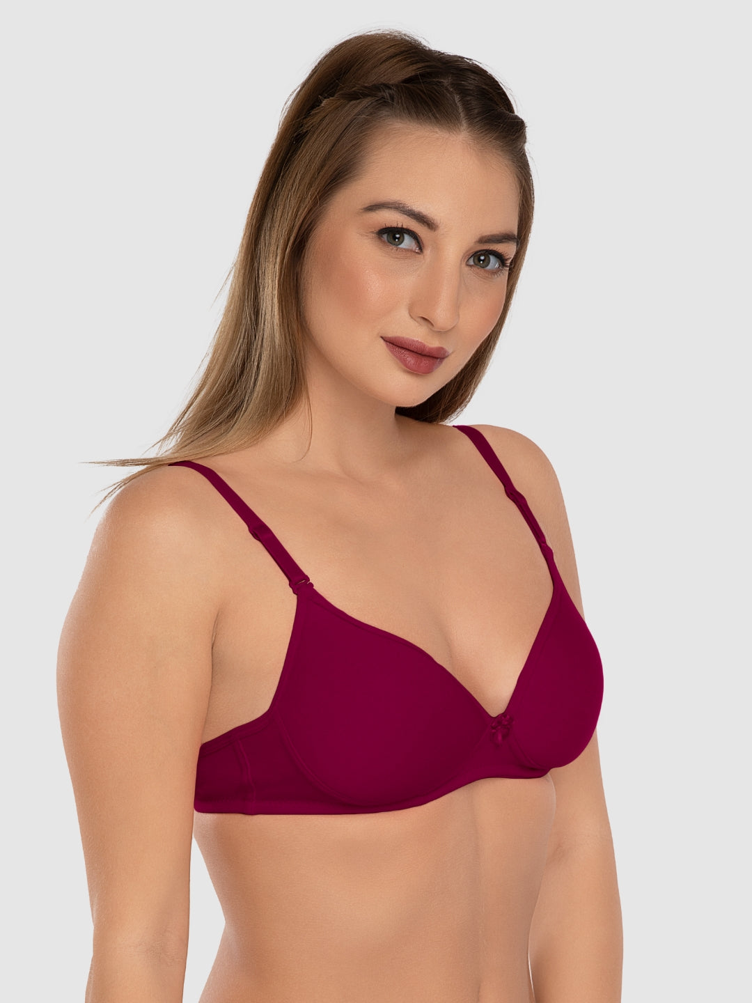 Daisy Dee Rose Pink Padded Non Wired 3/4th Coverage Everyday Bra - NMSTI-R. Pink