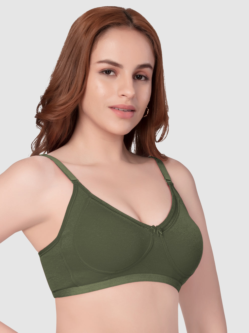 Daisy Dee Dark Green Non Padded Non Wired Full Coverage Bra - NRYN-Dark Green