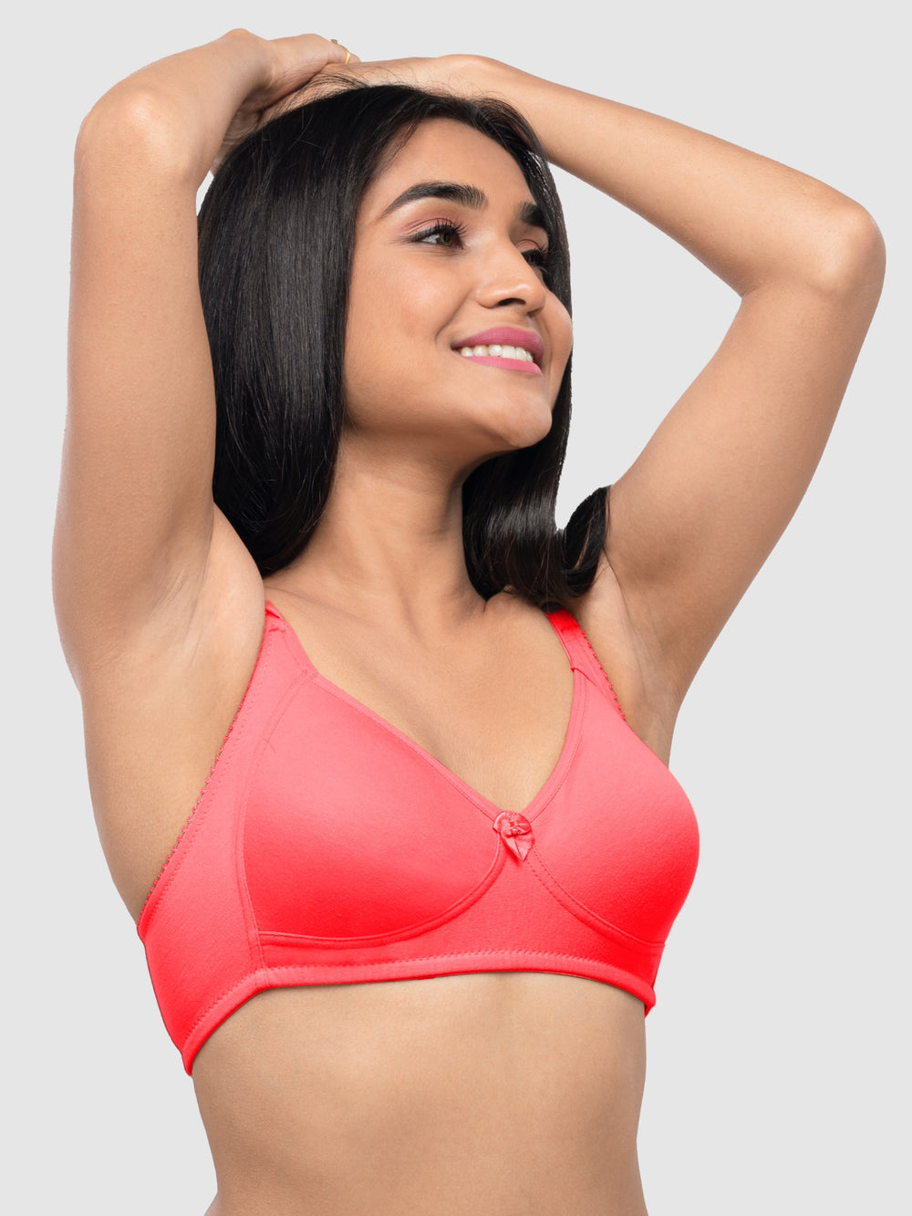 Lovable Coral Pink Non Padded Non Wired Full Coverage Bra Contours-C Pink