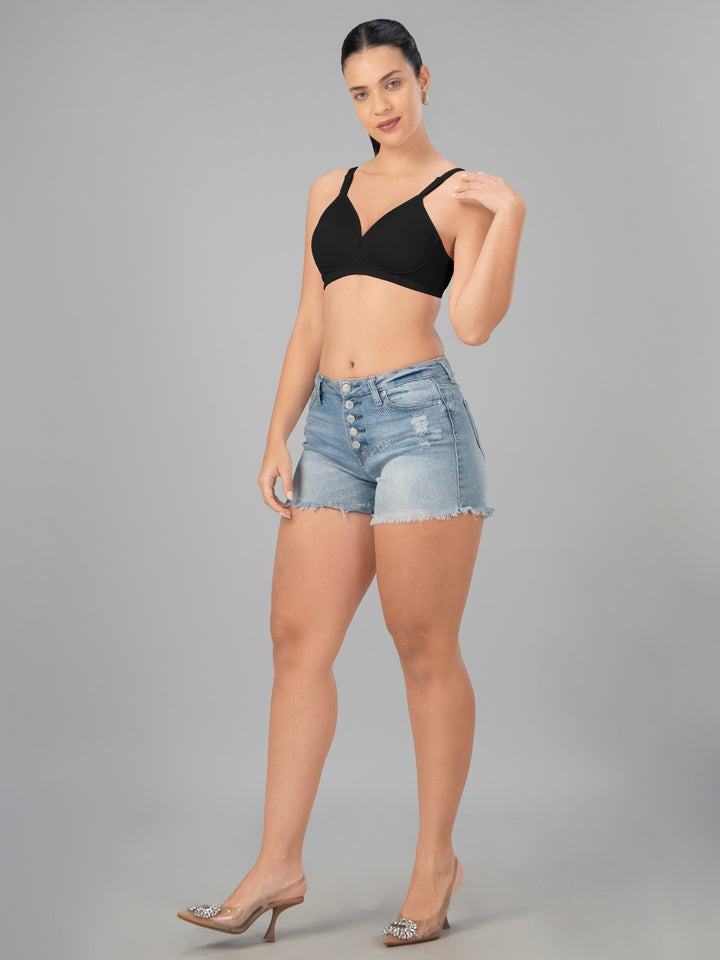 Lovable Black Lightly Padded Non Wired Full Coverage Bra Smooth++-Black