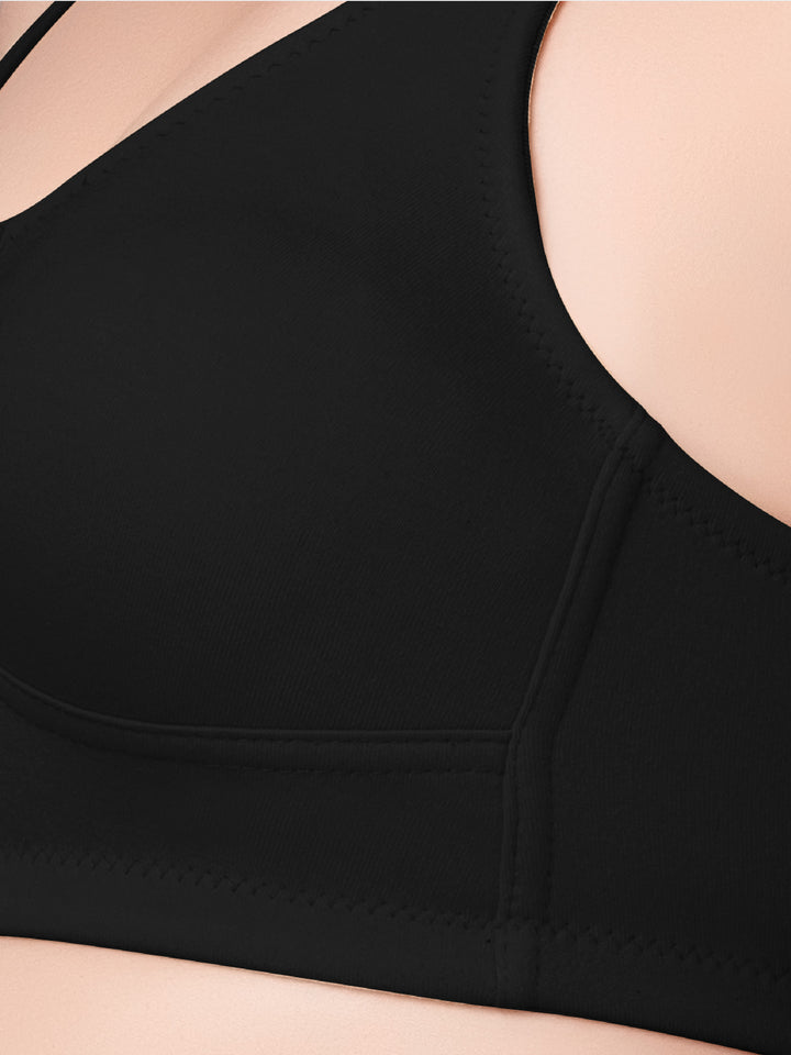 Daisy Dee Black Non Padded Non-Wired Full Coverage Sports Bra - NPLSH-Black