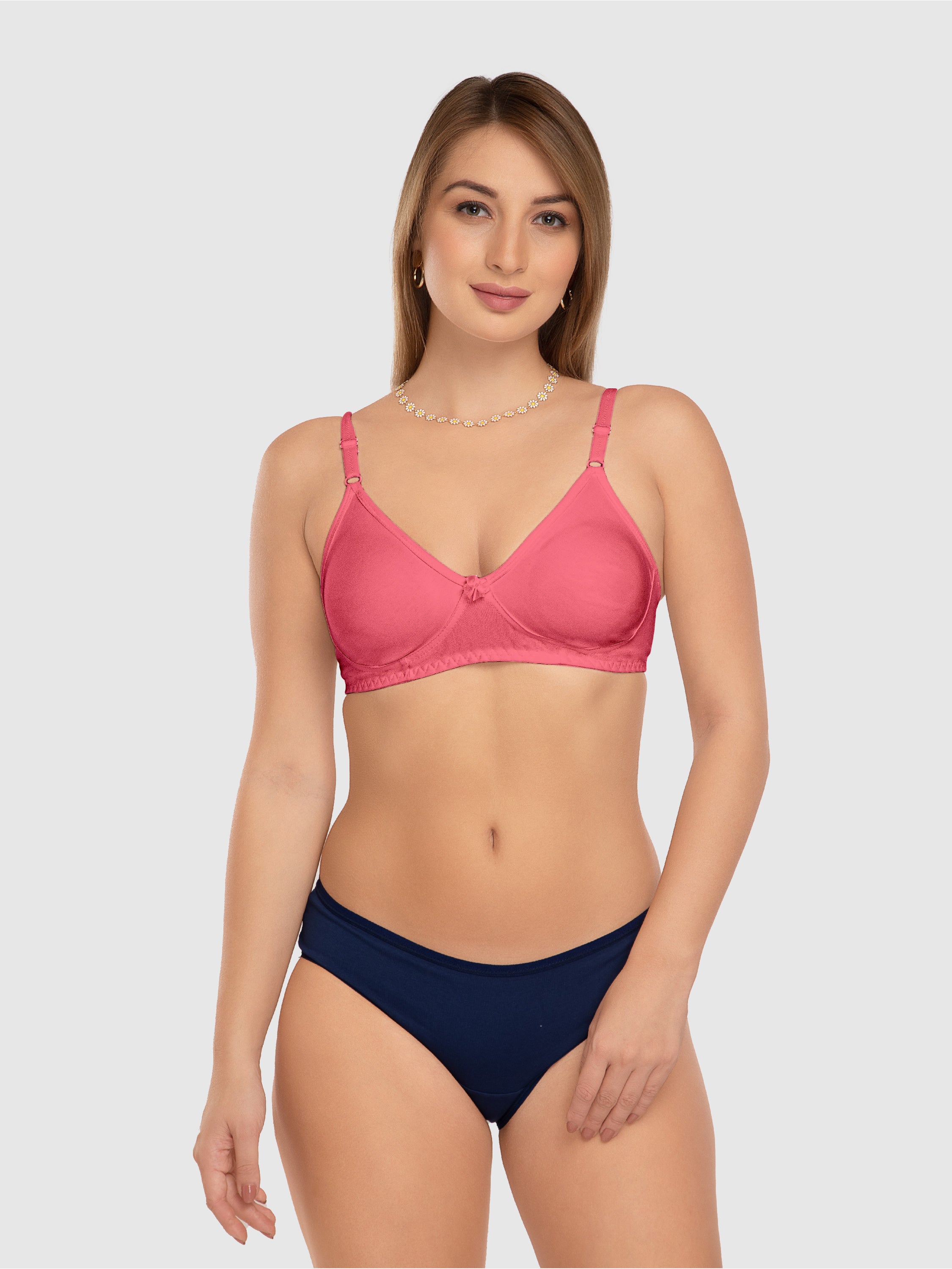 Daisy Dee Carrot Pink Non Padded Non Wired Full Coverage Bra NLBLA-Carrot