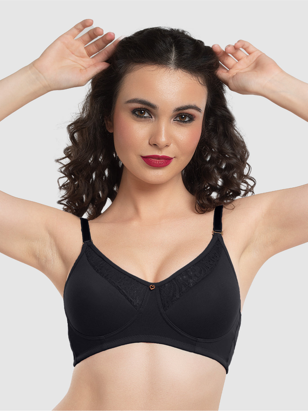 Lovable Black Padded Non Wired Full Coverage Bra LE-225-Black