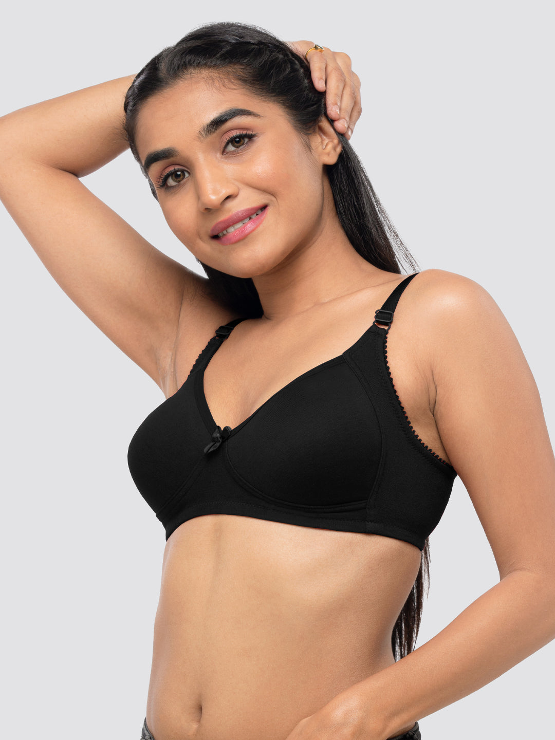 Lovable Black Non Padded Non Wired Full Coverage Bra Contours-BLACK