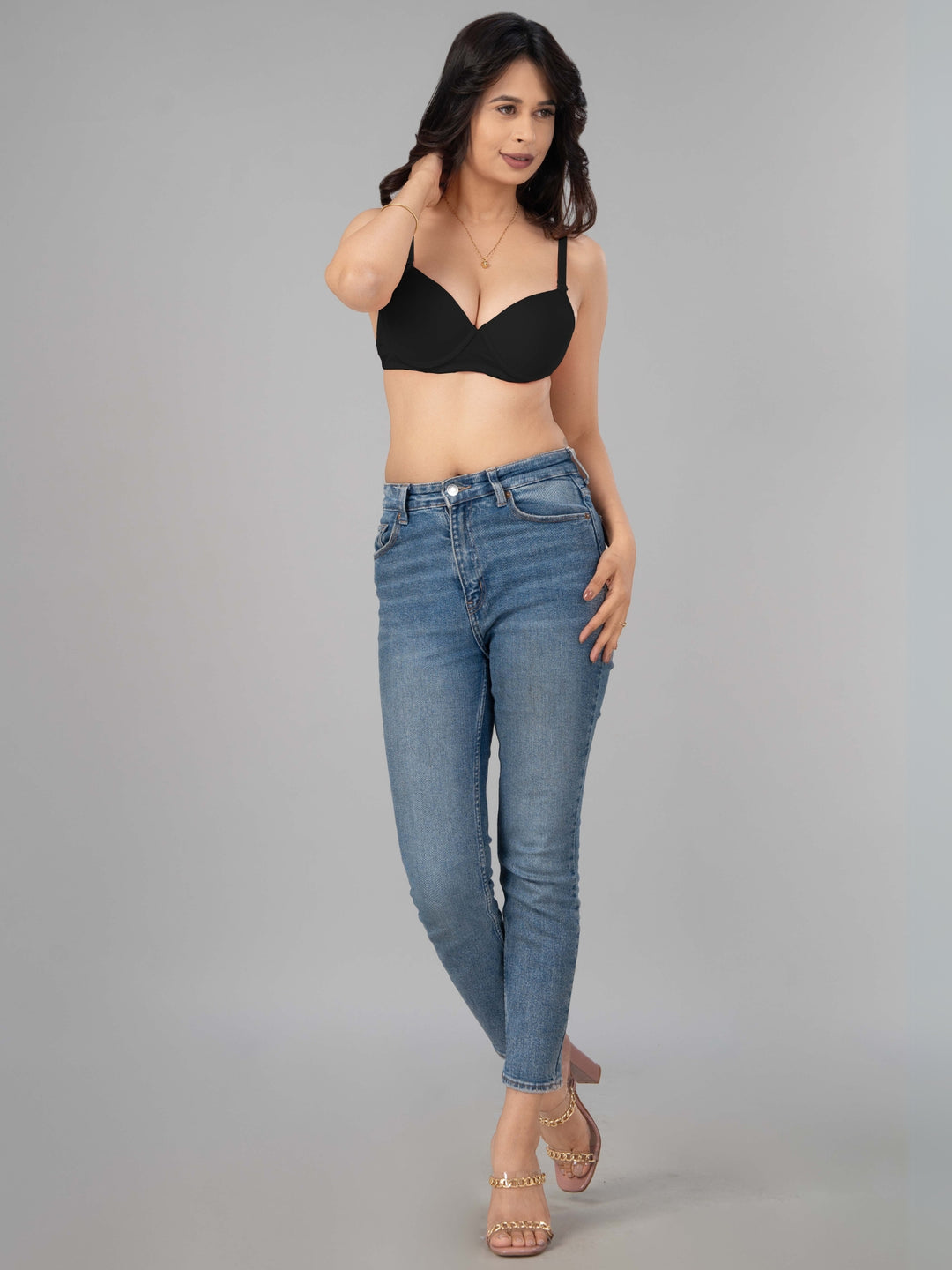 Lovable Black Padded Wired Demi Coverage Bra - CONFI-43
