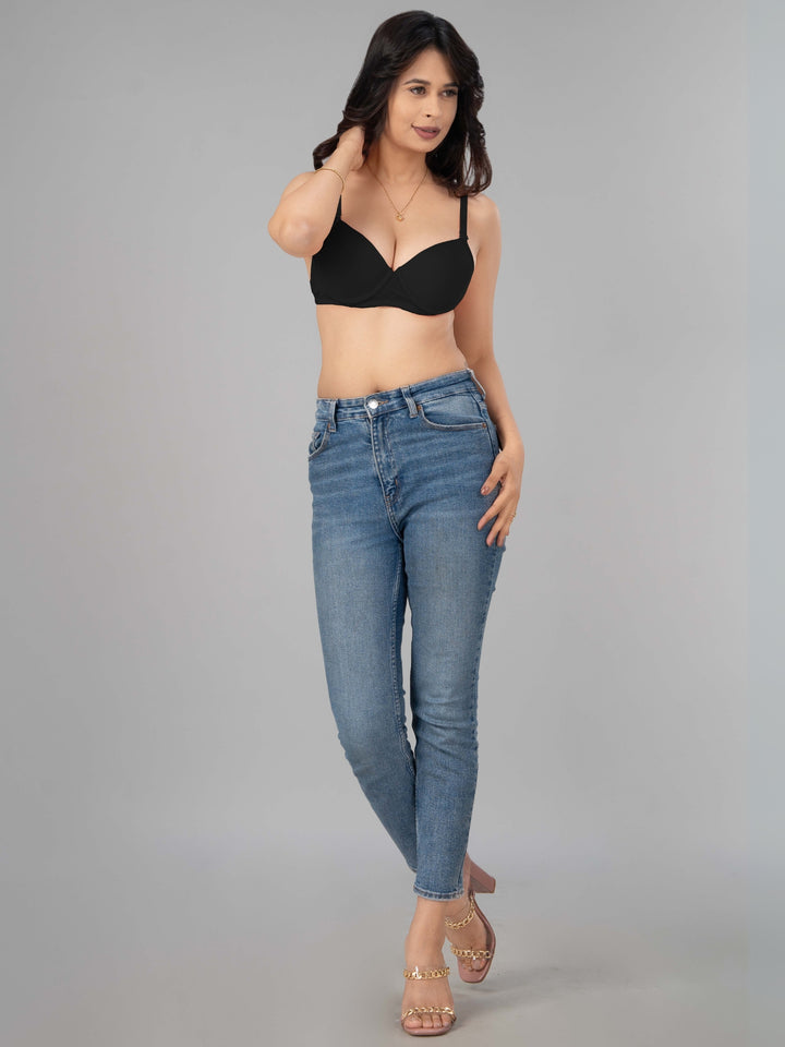 Lovable Black Padded Wired Demi Coverage Bra - CONFI-43