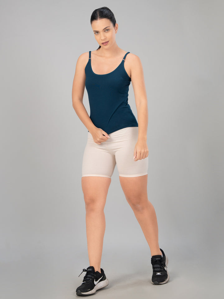 Women Cotton Blend Electric Blue Solid Casual Camisole Cam-01-Electric Blue