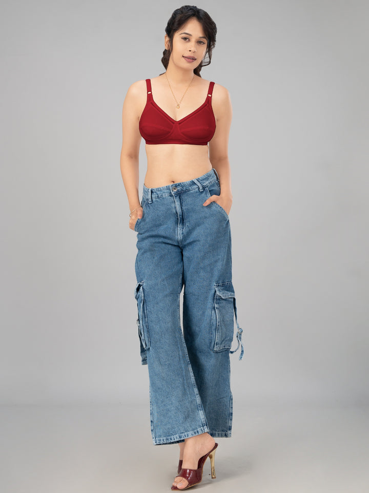 Lovable Maroon Non Padded Non Wired Full Coverage Bra CES-218-MAROON