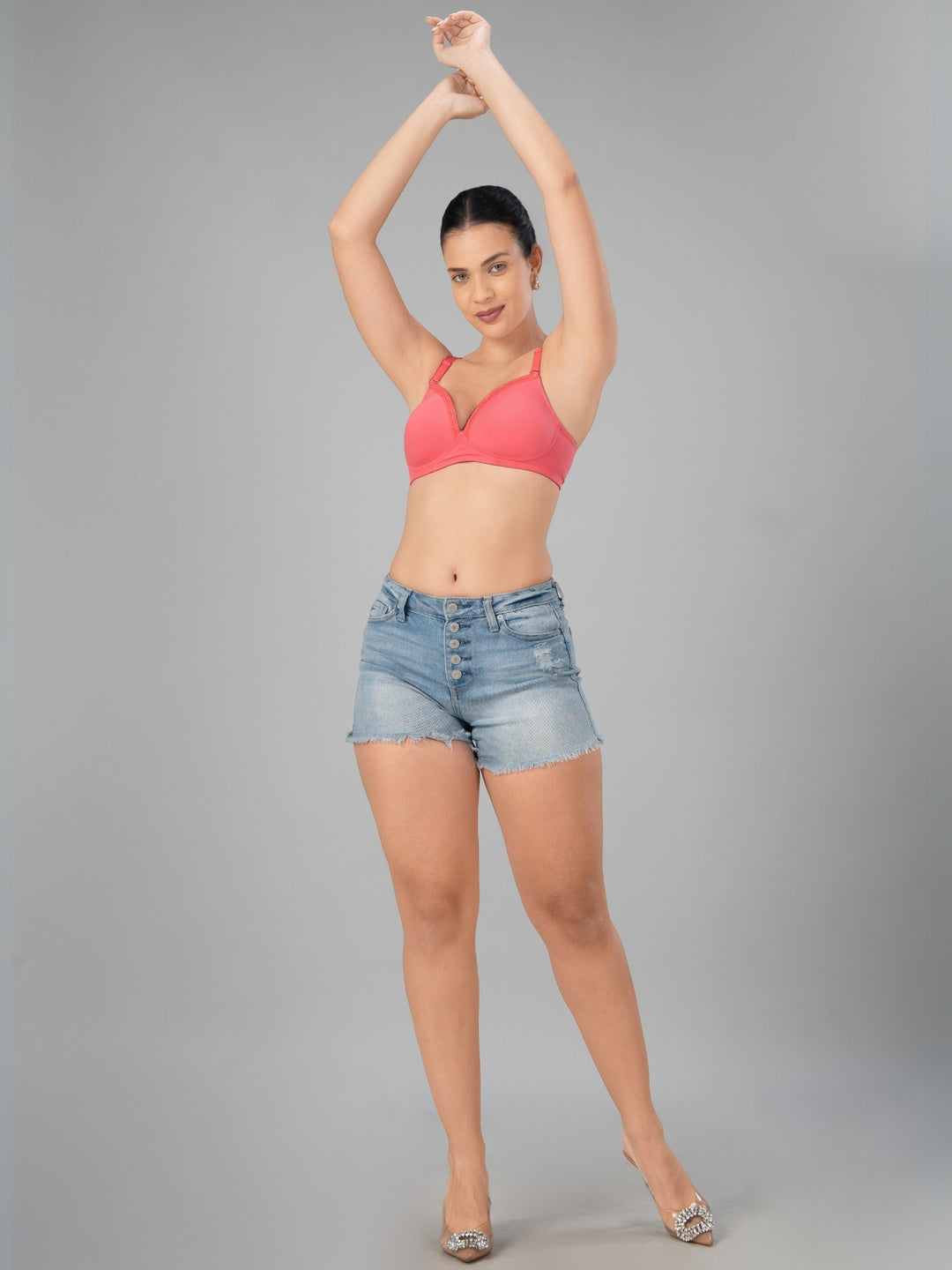 Lovable Coral Pink Lightly Padded Non Wired Full Coverage T-Shirt Bra CONFI-41-Coral Pink