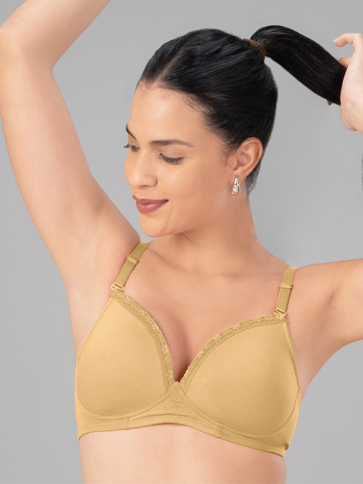Lovable Skin Lightly Padded Non Wired Full Coverage T-Shirt Bra CONFI-41-Skin
