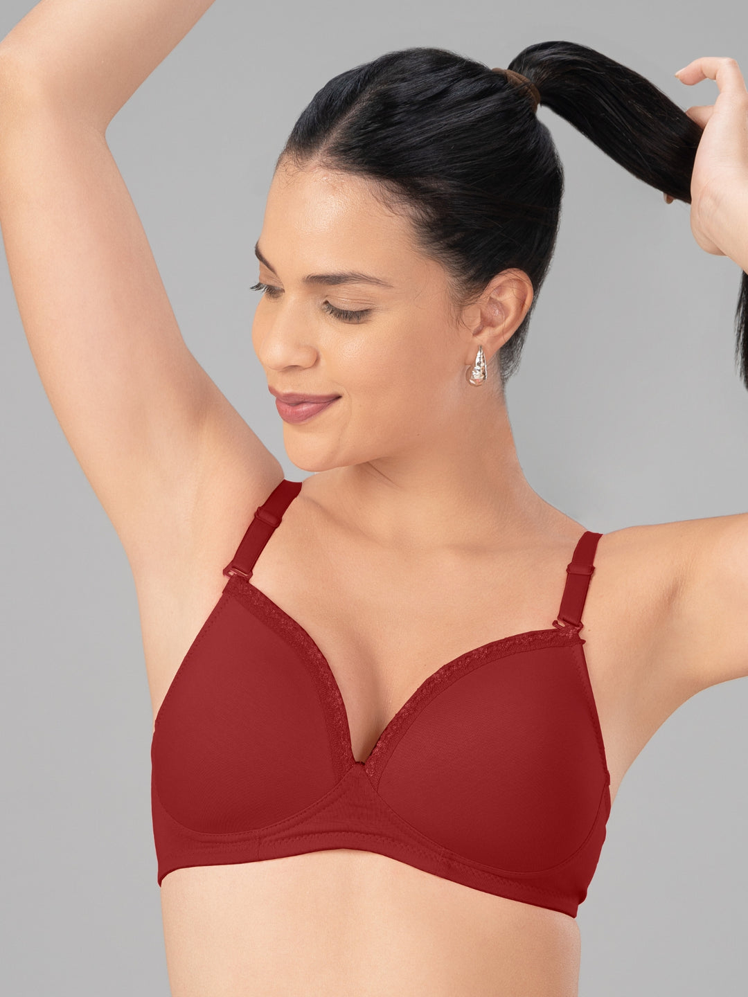 Lovable Maroon Lightly Padded Non Wired Full Coverage T-Shirt Bra CONFI-41-Maroon
