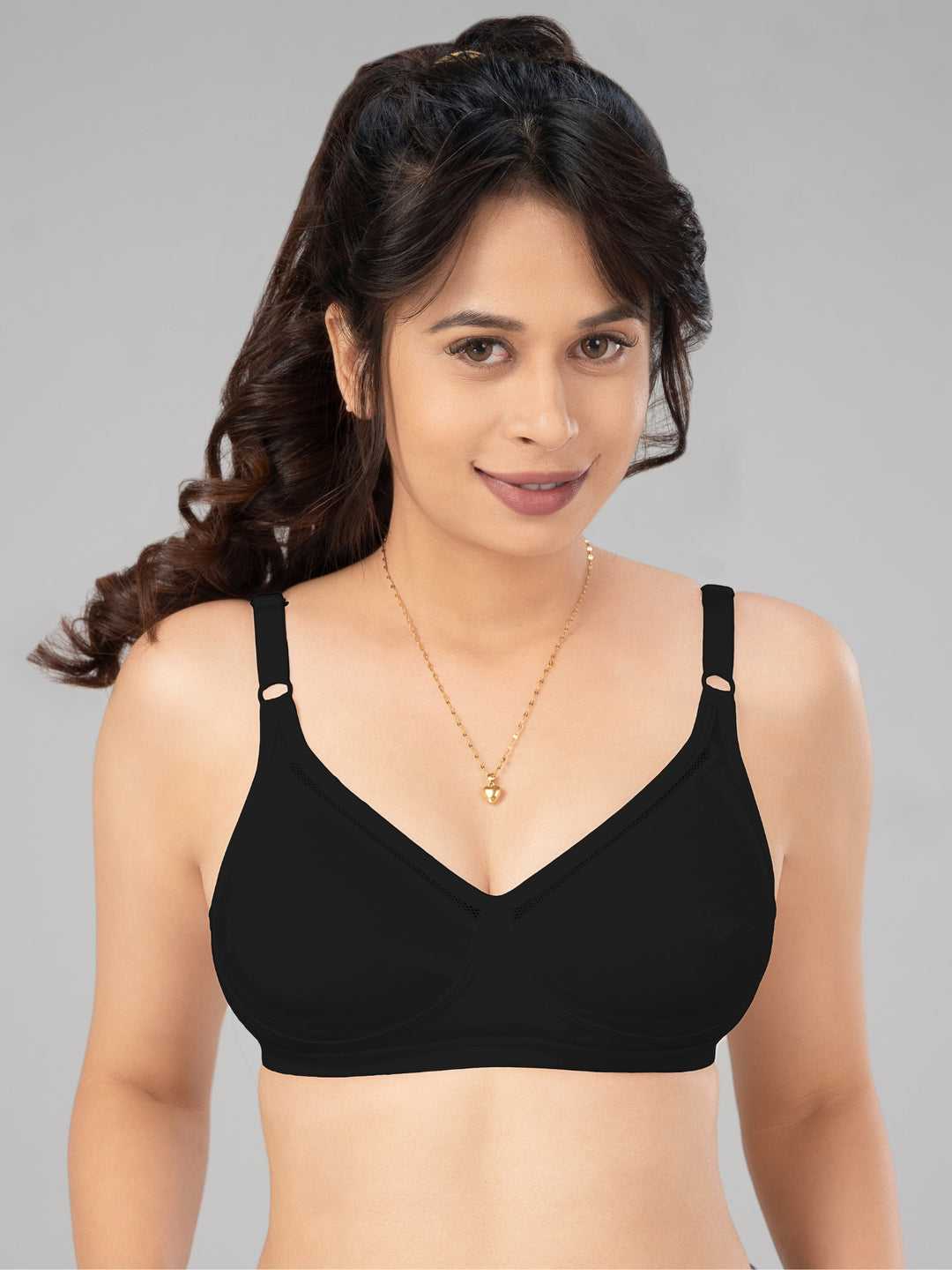 Lovable Black Non Padded Non Wired Full Coverage Bra CES-218-BLACK