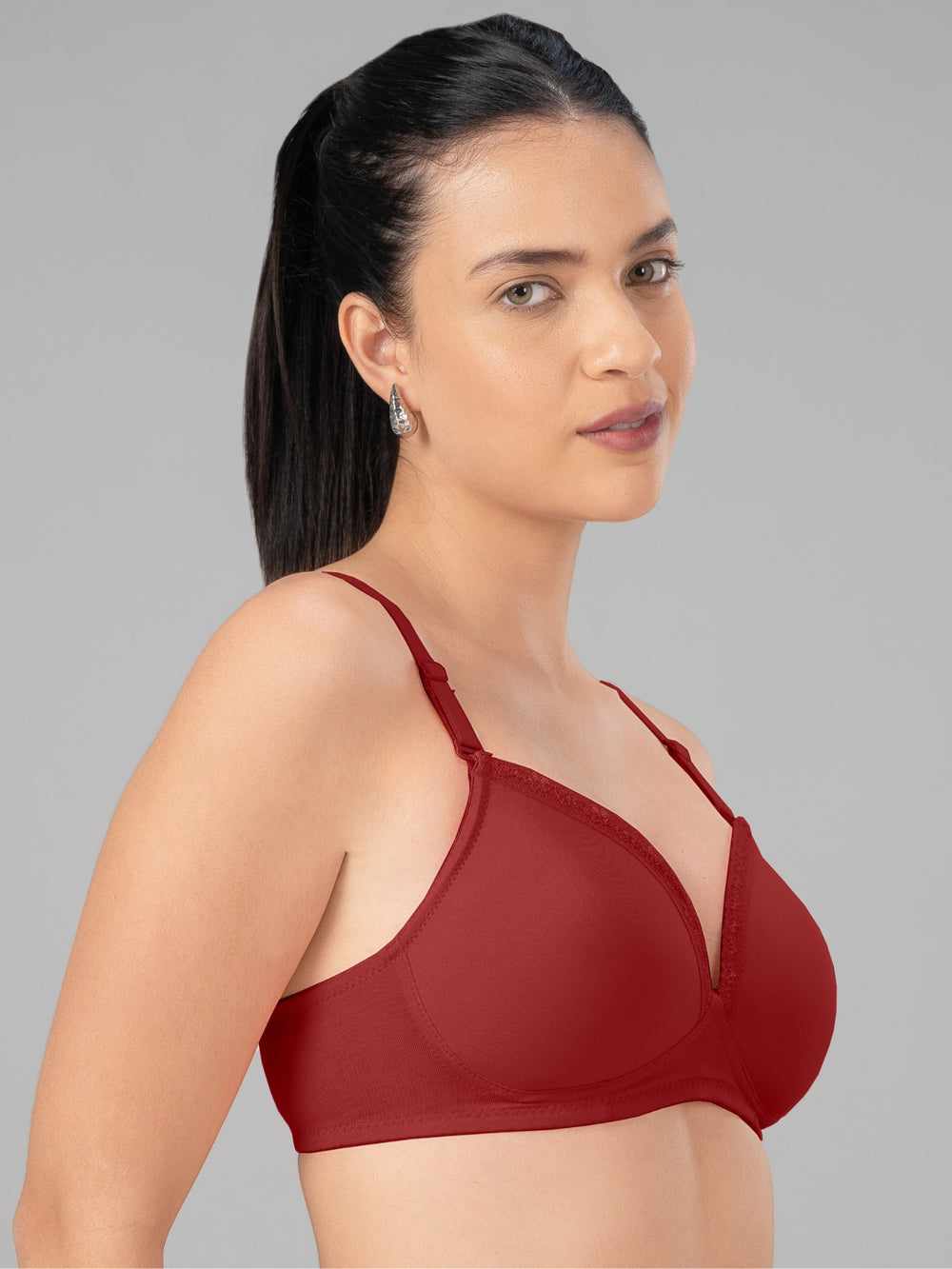 Lovable Maroon Lightly Padded Non Wired Full Coverage T-Shirt Bra CONFI-41-Maroon