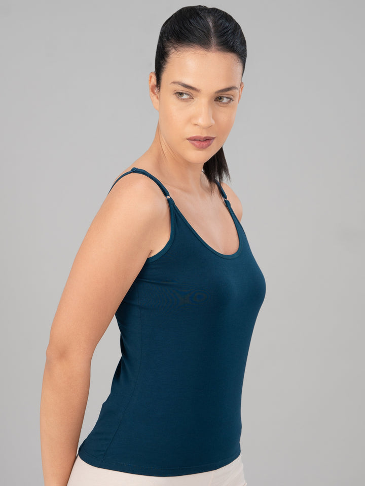 Women Cotton Blend Electric Blue Solid Casual Camisole Cam-01-Electric Blue