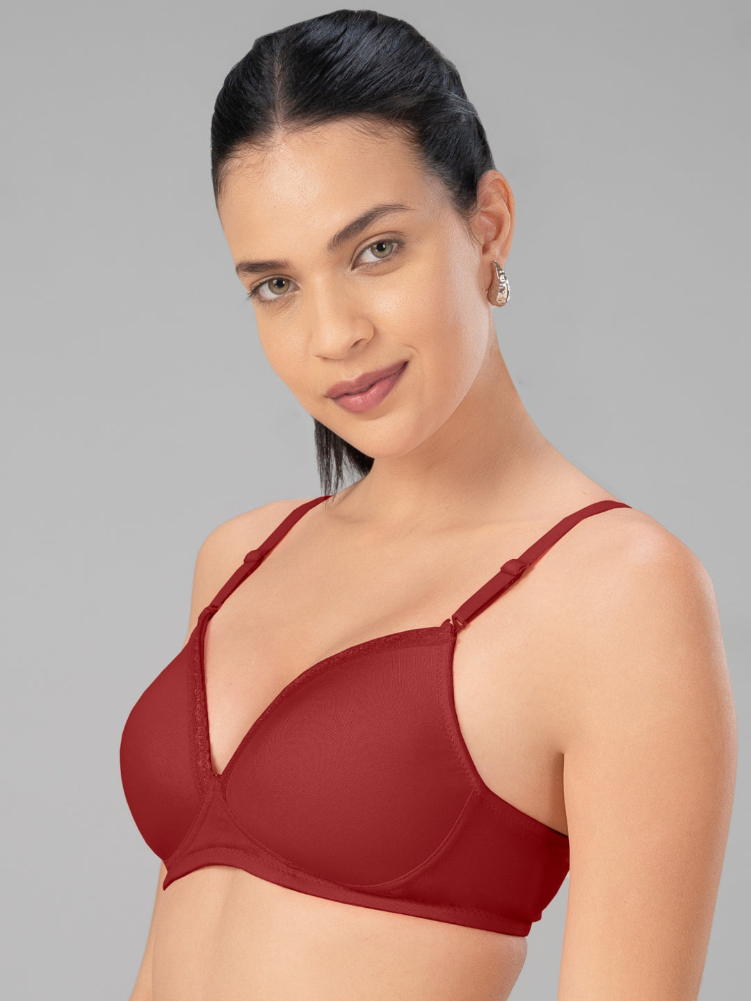 Lovable Maroon Lightly Padded Non Wired Full Coverage T-Shirt Bra CONFI-41-Maroon