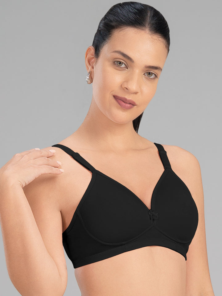 Lovable Black Lightly Padded Non Wired Full Coverage Bra Smooth++-Black