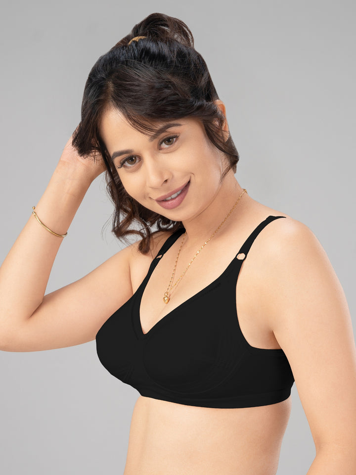 Lovable Black Non Padded Non Wired Full Coverage Bra CES-218-BLACK