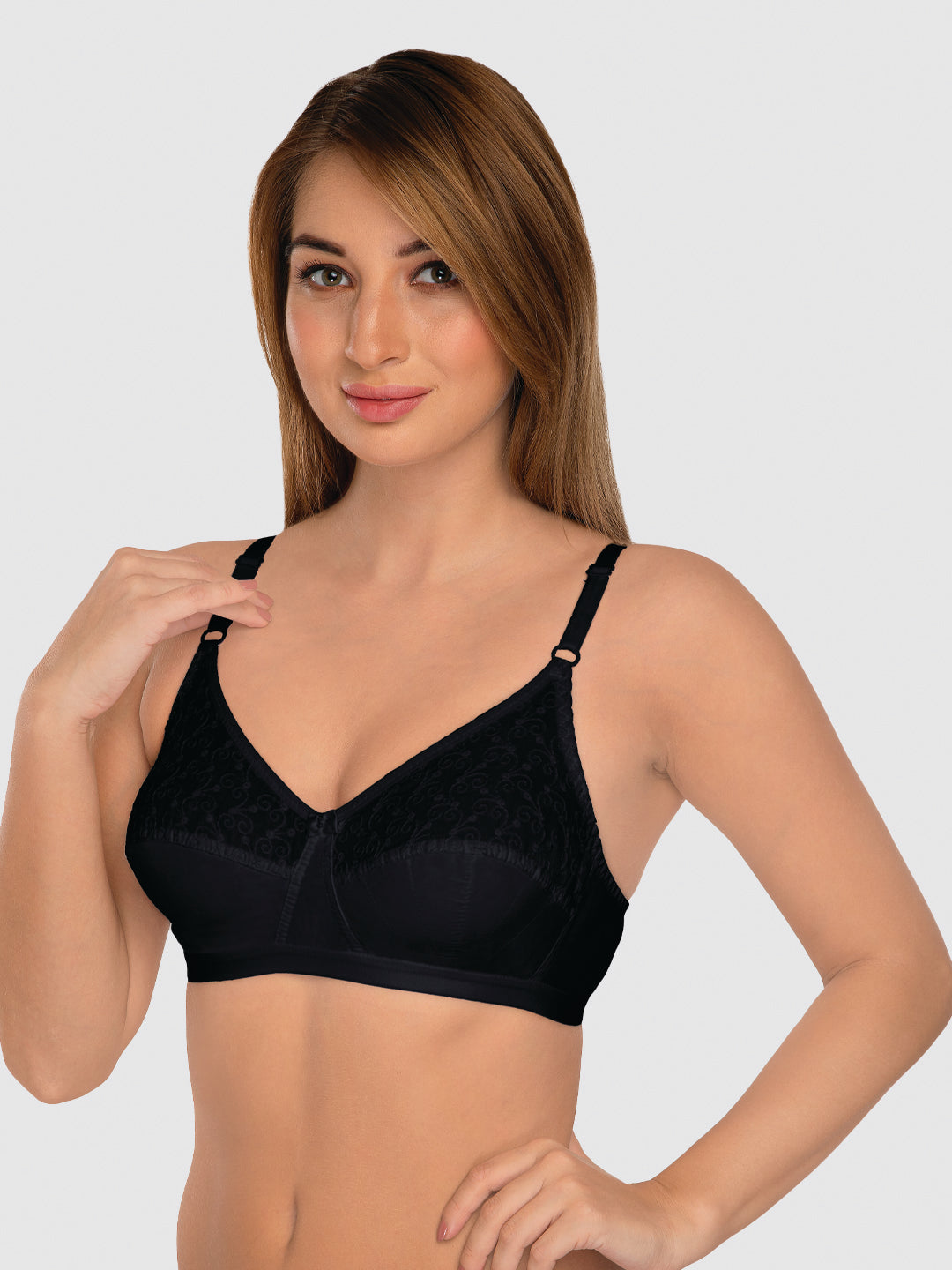 Daisy Dee Black Non Padded Non Wired Full Coverage Bra NILIGNCE-Black