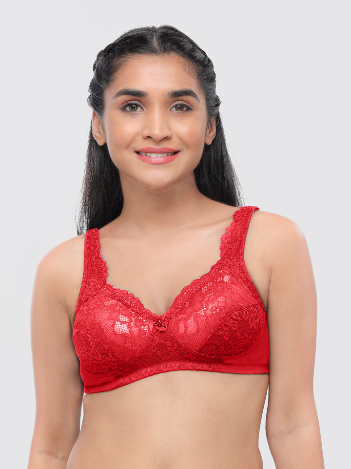 Lovable Red Non Padded Non Wired Full Coverage Bra ORIGINAL-Red