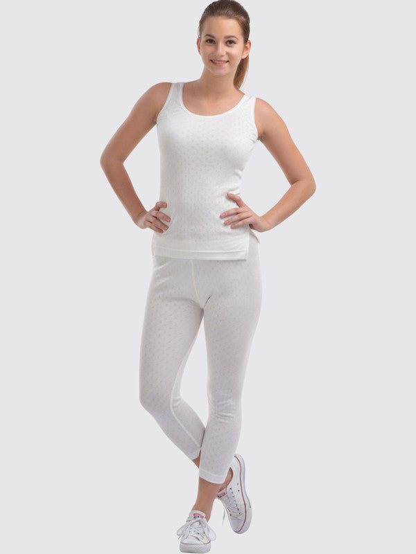 Women White Solid Thermal-Lower L/LOWER_WH
