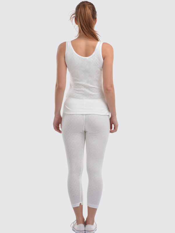 Women White Solid Thermal-Lower L/LOWER_WH