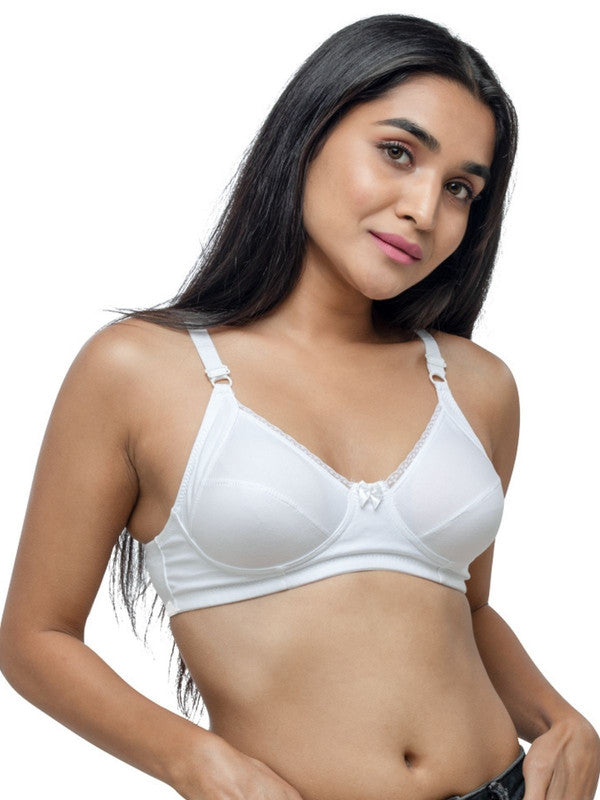 Lovable White Non Padded Non Wired Full Coverage Bra COMFYST_White-Lovable India