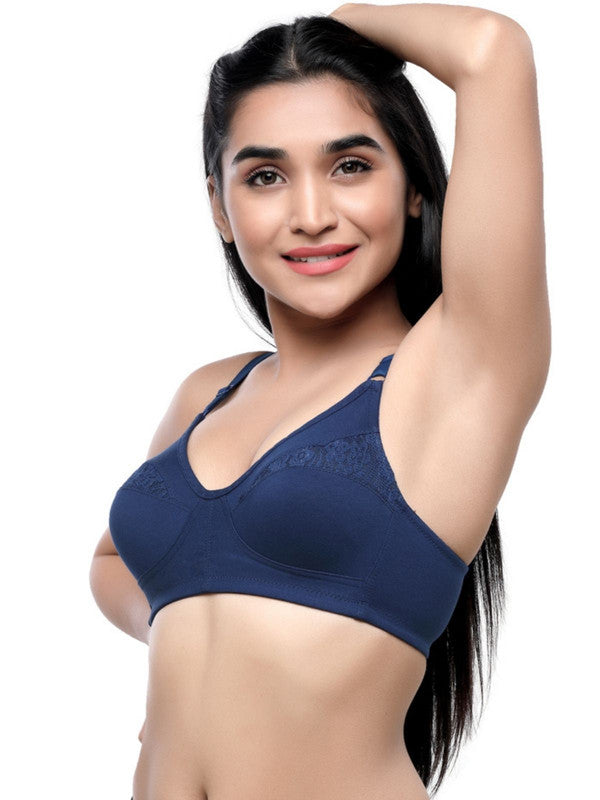 Lovable Navy Blue Non Padded Non Wired Full Coverage Bra ADL-THE 1_Navy Blue-Lovable India