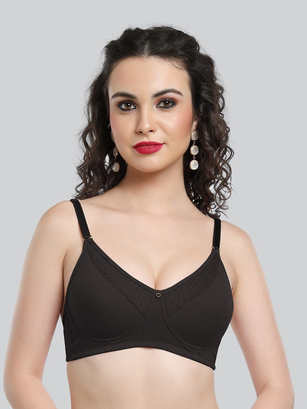 Lovable Black Padded Non Wired Full Coverage Bra LE-225-Black-Lovable India