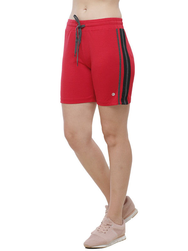Women Red Solid Shorts DOJA SHORTS_Red-Lovable India