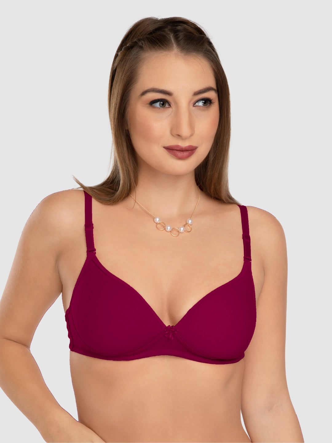 Daisy Dee Rose Pink Padded Non Wired 3/4th Coverage Everyday Bra - NMSTI-R. Pink