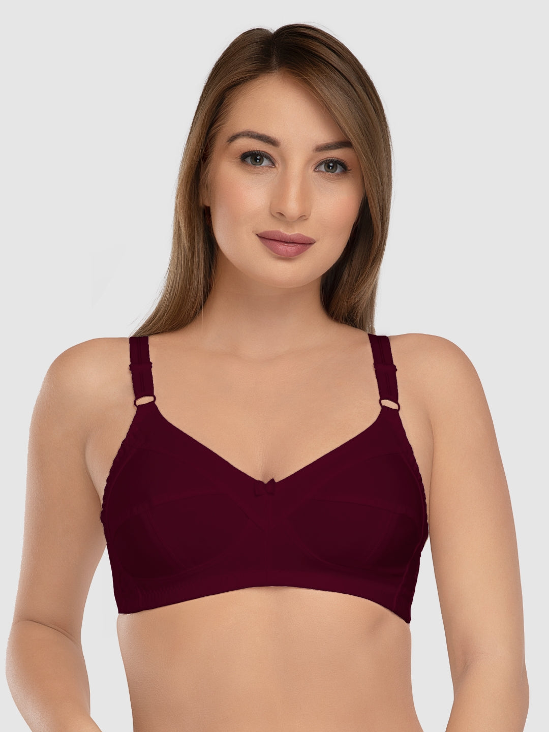Daisy Dee Dark Maroon Non Padded Non Wired Full Coverage Bra - NSHPU-D Maroon