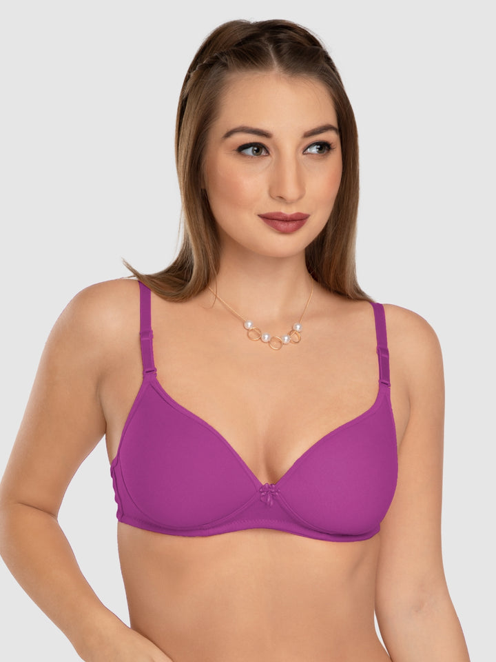 Daisy Dee Mauve Padded Non Wired 3/4th Coverage Everyday Bra - NMSTI-Mouve