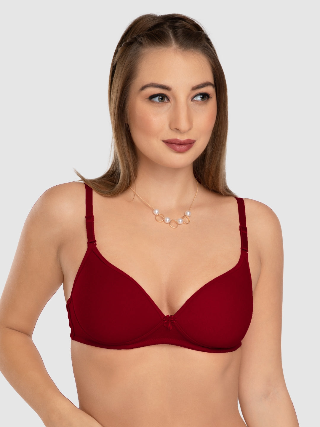Daisy Dee Red Padded Non Wired 3/4th Coverage Everyday Bra NMSTI-Red