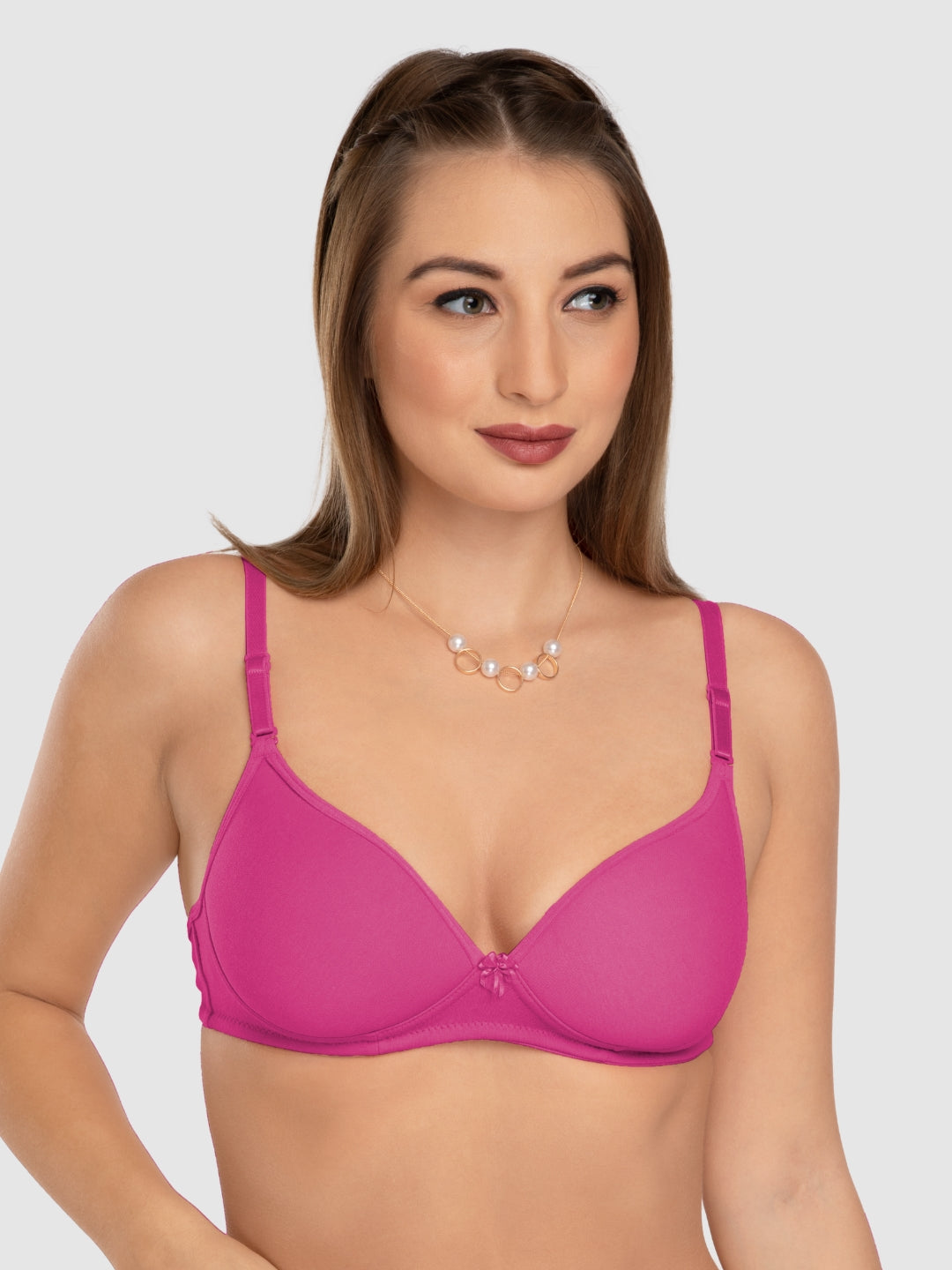 Daisy Dee Dark Pink Padded Non Wired 3/4th Coverage Everyday Bra NMSTI-D. Pink
