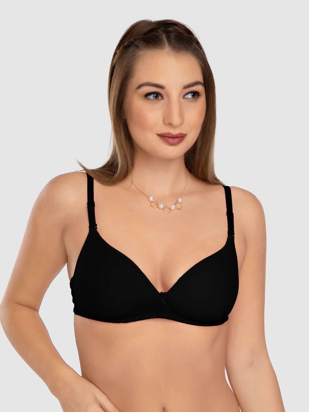 Daisy Dee Black Padded Non Wired 3/4th Coverage Everyday Bra - NMSTI-Black