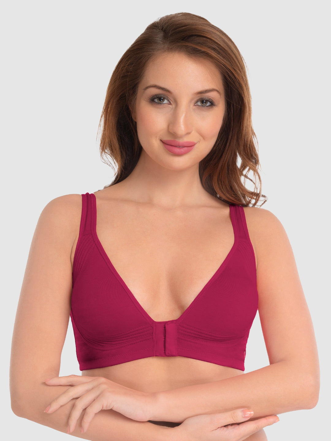 Daisy Dee Prime Red Non Padded Non-Wired Full Coverage Front Open Bra - NRIA-Prime Red