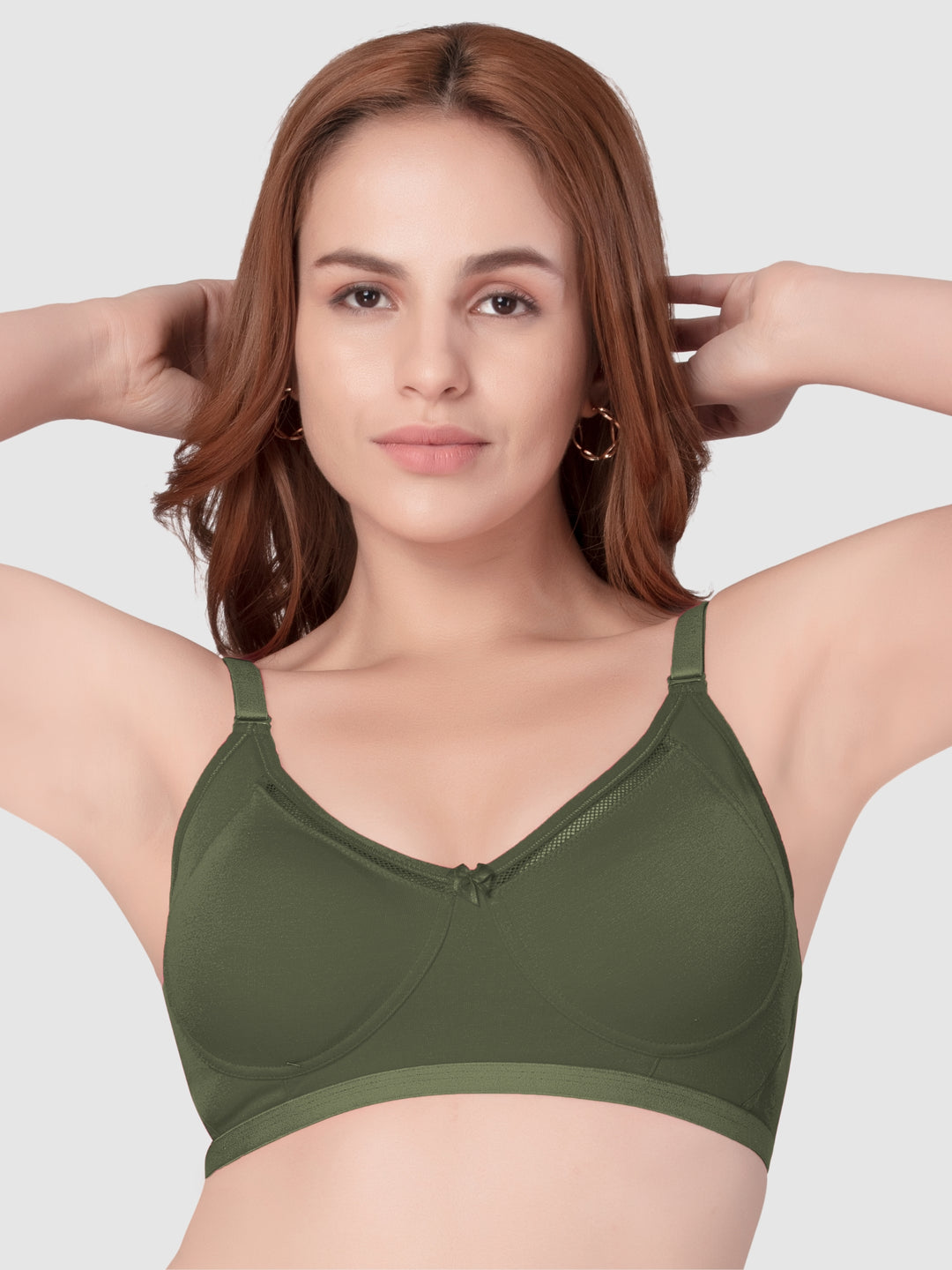 Daisy Dee Dark Green Non Padded Non Wired Full Coverage Bra - NRYN-Dark Green