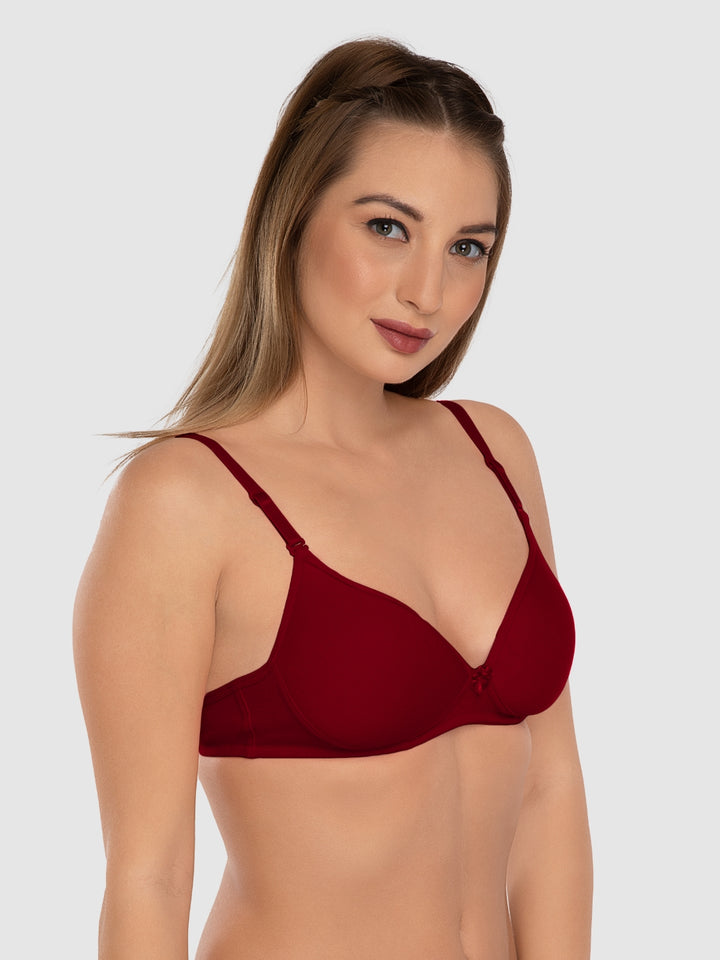 Daisy Dee Red Padded Non Wired 3/4th Coverage Everyday Bra NMSTI-Red