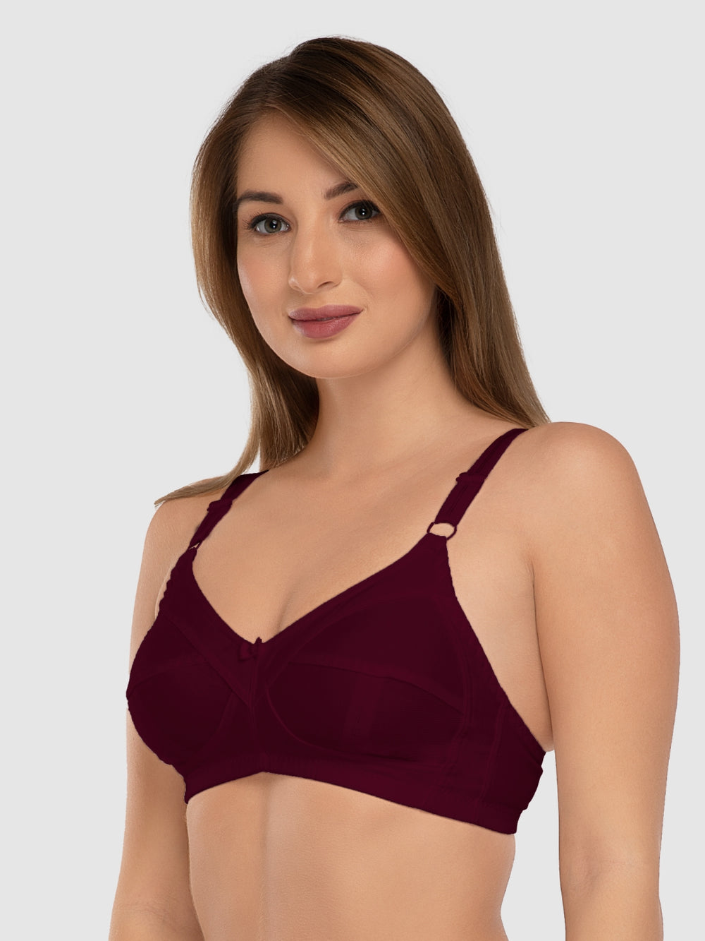 Daisy Dee Dark Maroon Non Padded Non Wired Full Coverage Bra - NSHPU-D Maroon