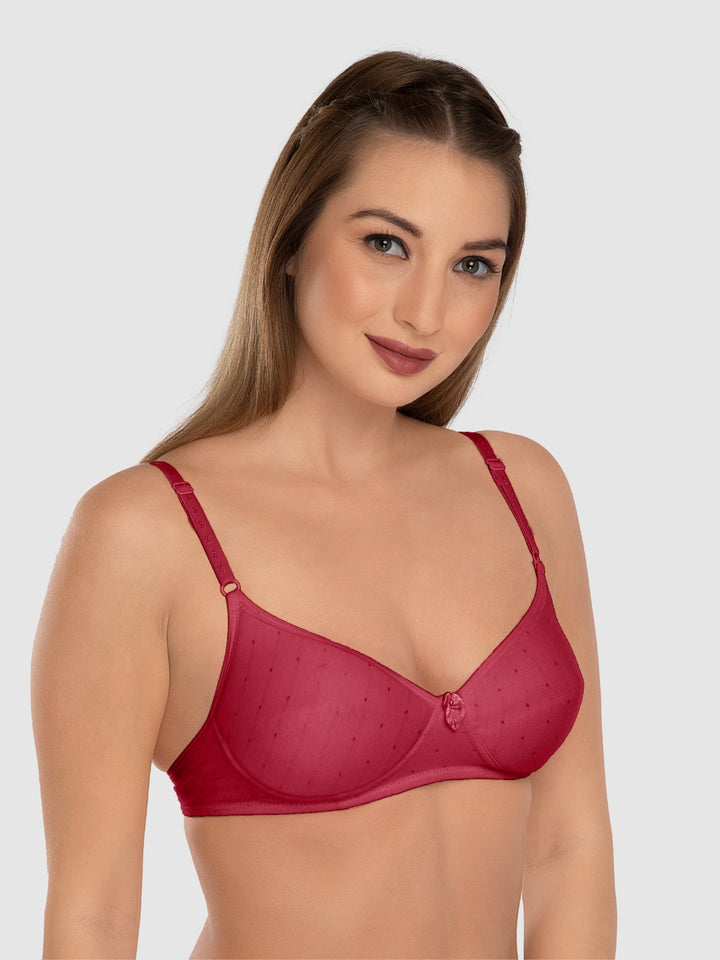 Daisy Dee Crimson Red Padded Non Wired Full Coverage Bra NCHL-Crimson Red