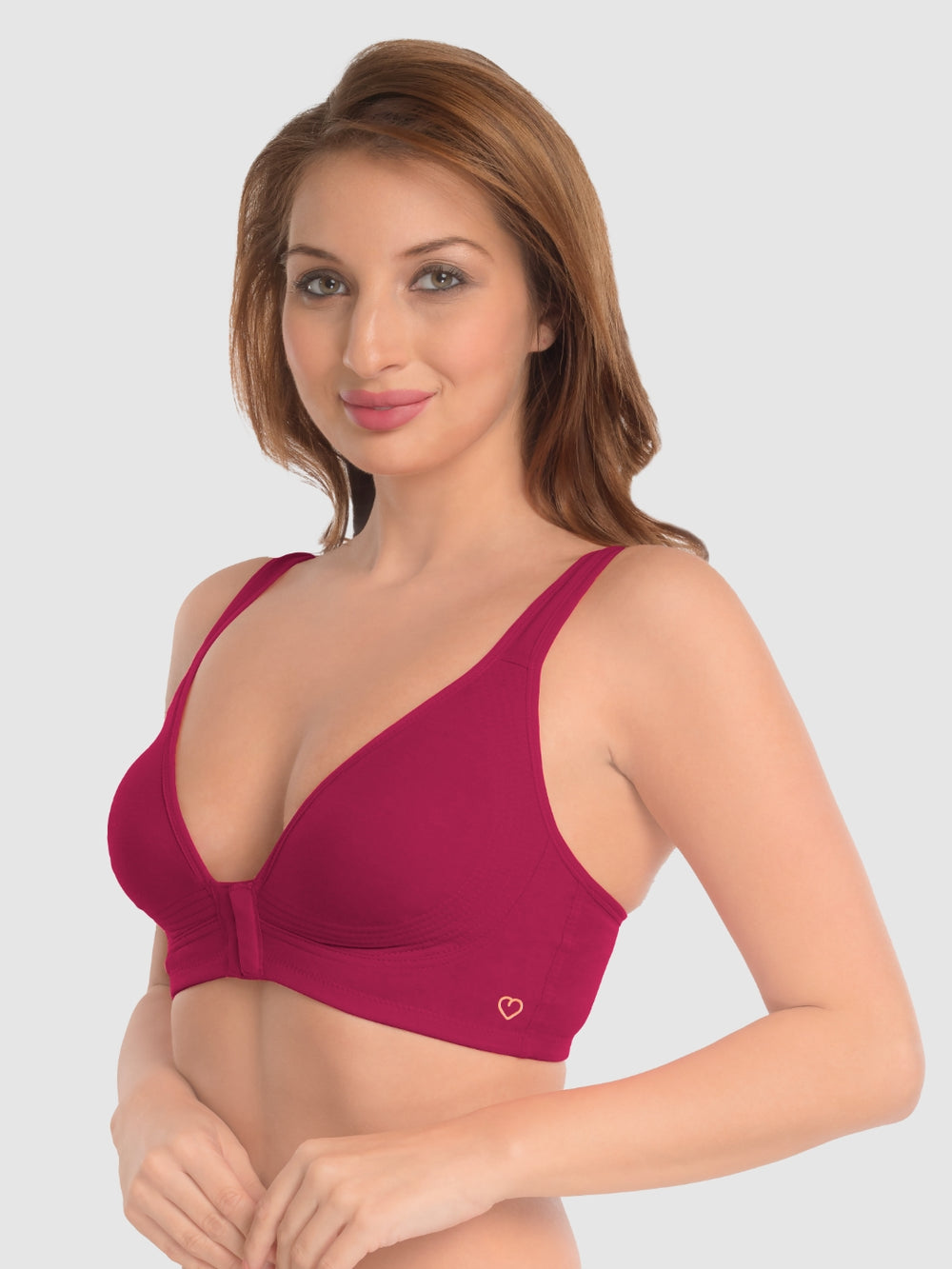 Daisy Dee Prime Red Non Padded Non-Wired Full Coverage Front Open Bra - NRIA-Prime Red