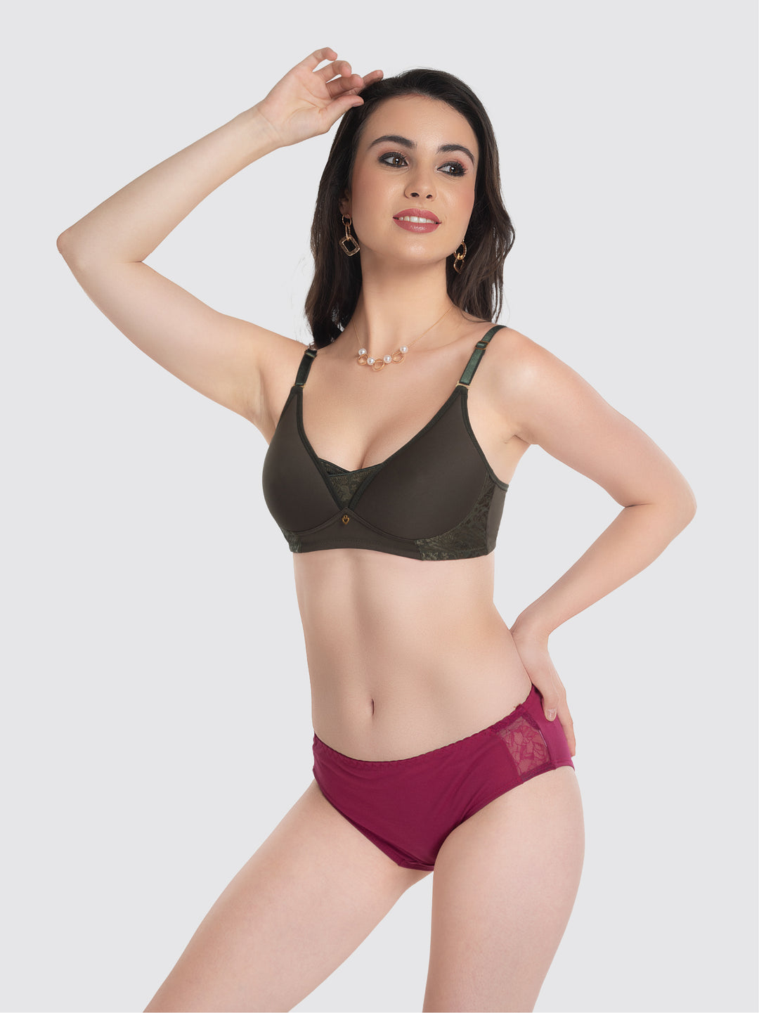Lovable Dark Green Padded Non Wired Full Coverage Bra LE-239-Dark Green