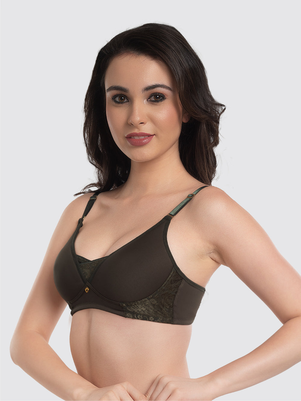 Lovable Dark Green Padded Non Wired Full Coverage Bra LE-239-Dark Green