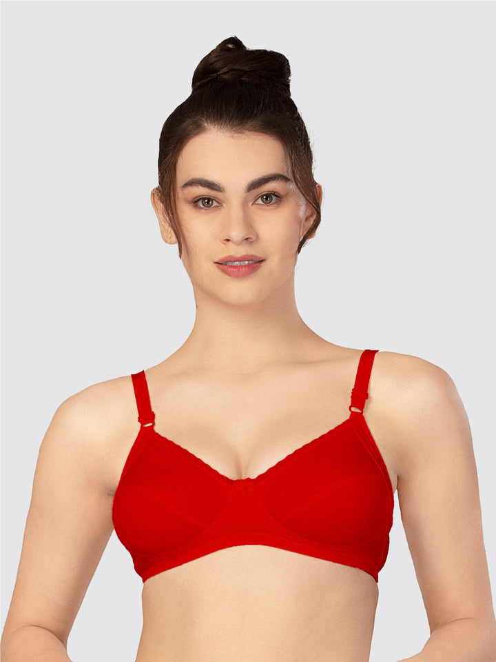 Lovable Red Non Padded Non Wired Full Coverage Bra - COMFYST Prime-Red